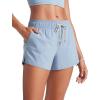imageCRZ YOGA Womens 3quot Mid Waisted Swim Board Shorts Side Splits Swimming Bottoms Quick Dry Beach Swimsuit with Liner PocketsThe Breeze Blue