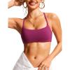 imageCRZ YOGA Womens Bikini Top AC Adjustable Spaghetti Straps Bathing Suit Scoop Neck Padded Swimsuit BraFuchsia