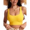 imageCRZ YOGA Womens Bikini Tops Scoop Neck Bathing Suit Supportive Modest Swimsuit Wide Straps Sports Bra PaddedHigh Visibility Yellow