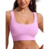 imageCRZ YOGA Womens Bikini Tops Scoop Neck Bathing Suit Supportive Modest Swimsuit Wide Straps Sports Bra PaddedVita Pink