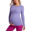 imageCRZ YOGA Womens Butterluxe Long Sleeve Maternity Tops Crewneck Pregnancy Basic Shirts Soft Athletic Yoga Casual Tee BlousesDark Lavender Purple