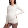 imageCRZ YOGA Womens Butterluxe Long Sleeve Maternity Tops Crewneck Pregnancy Basic Shirts Soft Athletic Yoga Casual Tee BlousesMilky White Bone