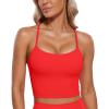 imageCRZ YOGA Womens Butterluxe Y Back Longline Sports Bras  Spaghetti Straps Racerback Padded Yoga Workout Crop Tank TopDeep Red