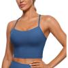 imageCRZ YOGA Womens Butterluxe Y Back Longline Sports Bras  Spaghetti Straps Racerback Padded Yoga Workout Crop Tank TopPitch Blue
