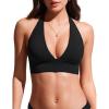 imageCRZ YOGA Womens Halter Bikini Tops V Neck Swim Bathing Suit Sexy Backless Swimsuit PaddedBlack