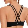 imageCRZ YOGA Womens Light Support Strappy Sports Bra  Low Cut Wirefree Padded Yoga Cami Criss Cross BackBlack