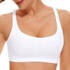 imageCRZ YOGA Womens Light Support Strappy Sports Bra  Low Cut Wirefree Padded Yoga Cami Criss Cross BackWhite