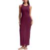 imageCRZ YOGA Womens Mesh Midi Sleeveless Swimsuit Coverup Tank Dress Bathing Suit Beach Cover Ups with Back SlitFuchsia