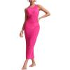imageCRZ YOGA Womens Mesh Midi Sleeveless Swimsuit Coverup Tank Dress Bathing Suit Beach Cover Ups with Back SlitGranita Pink