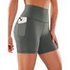 imageCRZ YOGA Womens Naked Feeling Biker Shorts with Pockets 5  High Waisted Yoga Gym Workout SpandexGrey Sage