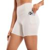 imageCRZ YOGA Womens Naked Feeling Biker Shorts with Pockets 5  High Waisted Yoga Gym Workout SpandexMilky White