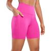 imageCRZ YOGA Womens Naked Feeling Biker Shorts with Pockets 6  High Waisted Yoga Gym Workout SpandexHibiscus Purple