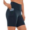 imageCRZ YOGA Womens Naked Feeling Biker Shorts with Pockets 6  High Waisted Yoga Gym Workout SpandexNavy