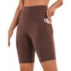 imageCRZ YOGA Womens Naked Feeling Biker Shorts with Pockets 8  High Waisted Yoga Gym Workout SpandexTaupe