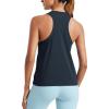 imageCRZ YOGA Womens Pima Cotton High Neck Workout Tank Racerback Athletic Sleeveless Tops Basic Casual Yoga ShirtsTrue Navy