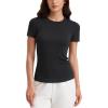 imageCRZ YOGA Womens Ribbed Modal Casual Short Sleeve Crew Neck Basic Shirts Going Out Soft Fitted Stretchy Athletic Workout TopsBlack
