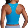 imageCRZ YOGA Womens Seamless Ribbed Longline High Neck Sports Bra  Racerback Padded Slim Fit Crop Tank Top with Built in PadsMadagascar Blue
