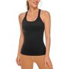 imageCRZ YOGA Womens Seamless Ribbed Racerback Tank Tops with Built in Bra  Padded Scoop Neck Slimming Athletic Long CamisoleBlack