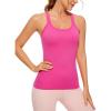 imageCRZ YOGA Womens Seamless Ribbed Racerback Tank Tops with Built in Bra  Padded Scoop Neck Slimming Athletic Long CamisoleHibiscus Purple