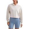 imageCRZ YOGA Womens SoftAura Cropped Hoodie Long Sleeve Hooded Sweatshirt Basic Workout Casual PulloverMilky White