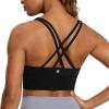 imageCRZ YOGA Womens Strappy Longline Sports Bra  Medium Impact Criss Cross Yoga Padded Workout Crop TopBlack