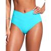 imageCRZ YOGA Womens V Cut Bikini Bottom High Waisted Cross Front Bathing Swimsuit Full Coverage Swim BriefsTurquoise