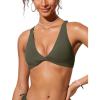 imageCRZ YOGA Womens V Neck Bikini Tops Twist Front Triangle Sexy Bathing Suit Criss Cross Back Swimsuit PaddedDark Olive