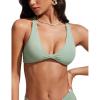imageCRZ YOGA Womens V Neck Bikini Tops Twist Front Triangle Sexy Bathing Suit Criss Cross Back Swimsuit PaddedGreen Palm Court