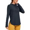 imageCRZ YOGA Workout Long Sleeve Shirt for Women Hoodie Pullover Athletic Hooded Sweatshirts Sports Gym Tops with ThumbholeTrue Navy