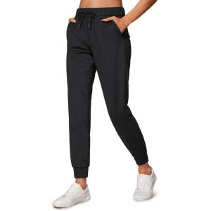 imageCRZ YOGA 4Way Stretch Joggers for Women 28quot Golf Casual Travel Workout Pants Lounge Athletic Sweatpants with PocketsBlack