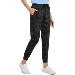 imageCRZ YOGA 4Way Stretch Joggers for Women 28quot Golf Casual Travel Workout Pants Lounge Athletic Sweatpants with PocketsDark Grey Camouflage