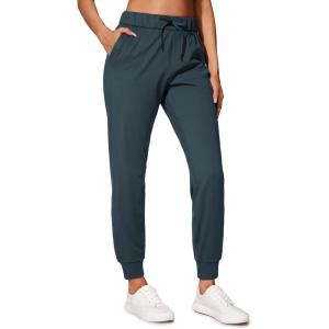 imageCRZ YOGA 4Way Stretch Joggers for Women 28quot Golf Casual Travel Workout Pants Lounge Athletic Sweatpants with PocketsForest Dark Green