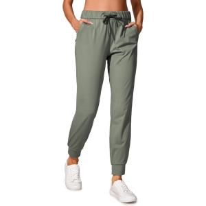 imageCRZ YOGA 4Way Stretch Joggers for Women 28quot Golf Casual Travel Workout Pants Lounge Athletic Sweatpants with PocketsGrey Sage