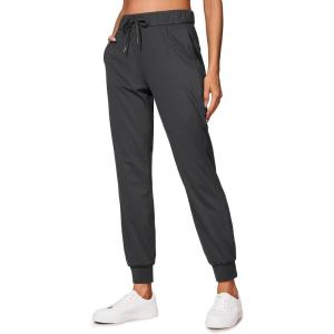 imageCRZ YOGA 4Way Stretch Joggers for Women 28quot Golf Casual Travel Workout Pants Lounge Athletic Sweatpants with PocketsInk Gray
