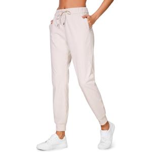imageCRZ YOGA 4Way Stretch Joggers for Women 28quot Golf Casual Travel Workout Pants Lounge Athletic Sweatpants with PocketsMilky White Bone