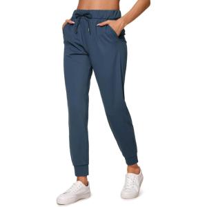 imageCRZ YOGA 4Way Stretch Joggers for Women 28quot Golf Casual Travel Workout Pants Lounge Athletic Sweatpants with PocketsSlate Blue