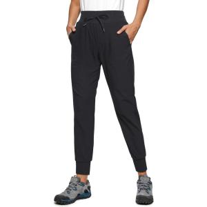 imageCRZ YOGA Athletic High Waisted Joggers for Women 275quot  Lightweight Workout Travel Casual Outdoor Hiking Pants with PocketsBlack