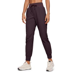 imageCRZ YOGA Athletic High Waisted Joggers for Women 275quot  Lightweight Workout Travel Casual Outdoor Hiking Pants with PocketsChestnut Purple