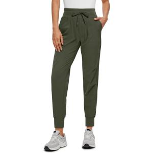 imageCRZ YOGA Athletic High Waisted Joggers for Women 275quot  Lightweight Workout Travel Casual Outdoor Hiking Pants with PocketsOlive Green