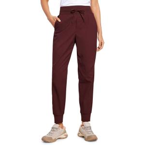 imageCRZ YOGA Athletic High Waisted Joggers for Women 275quot  Lightweight Workout Travel Casual Outdoor Hiking Pants with PocketsRed Merlot