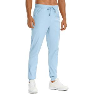 imageCRZ YOGA Athletic Joggers for Men Lightweight Water Resistant Outdoor Workout Pants with Zip PocketsChambray Blue