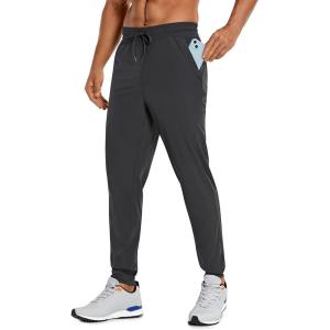 imageCRZ YOGA Athletic Joggers for Men Lightweight Water Resistant Outdoor Workout Pants with Zip PocketsInk Gray