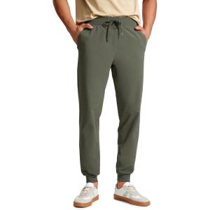 imageCRZ YOGA Athletic Joggers for Men Lightweight Water Resistant Outdoor Workout Pants with Zip PocketsLight Army Green