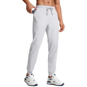 imageCRZ YOGA Athletic Joggers for Men Lightweight Water Resistant Outdoor Workout Pants with Zip PocketsPlatinum Grey