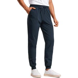 imageCRZ YOGA Athletic Joggers for Men Lightweight Water Resistant Outdoor Workout Pants with Zip PocketsTrue Navy