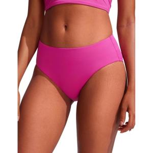 imageCRZ YOGA Bikini Bottoms for Women Mid Rise Full Coverage Bathing Suit Swimsuit Basic Swim BriefsHibiscus Purple