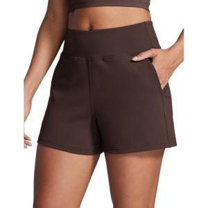 imageCRZ YOGA Butterbreeze Workout Shorts for Women Linerless High Waisted for Casual Athletic Gym Yoga with PocketsHot Fudge Brown
