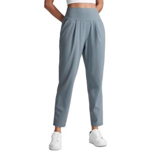 imageCRZ YOGA Butterlift Ankle Casual Yoga Pants for Women 78 Tapered Front Pleated for Lounge Travel with PocketsBelgian Blue