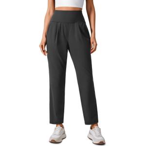 imageCRZ YOGA Butterlift Ankle Casual Yoga Pants for Women 78 Tapered Front Pleated for Lounge Travel with PocketsMysterious Grey