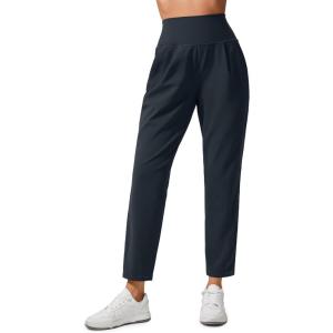 imageCRZ YOGA Butterlift Ankle Casual Yoga Pants for Women 78 Tapered Front Pleated for Lounge Travel with PocketsTrue Navy